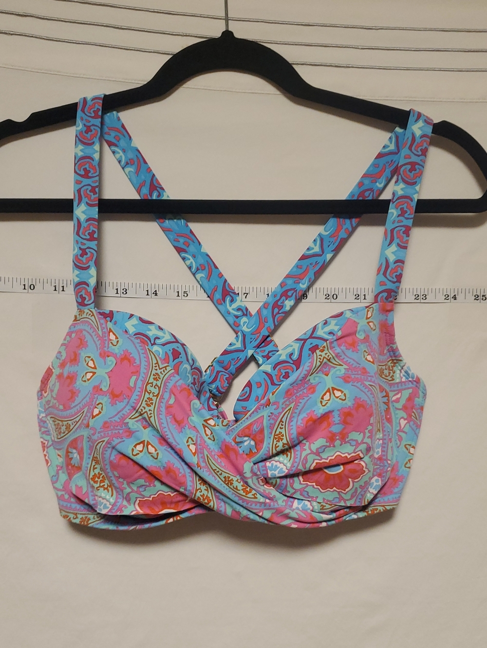 Bleu Rod Beattie Women's Printed Underwire Bikini Top- Pink & Blue Paisley